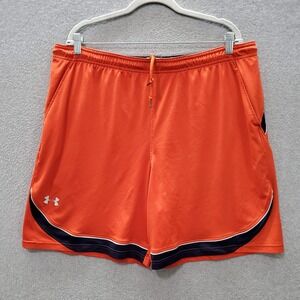 Under Armour Men Activewear Shorts M Orange Logo Pockets High Rise 8" Inseam‎